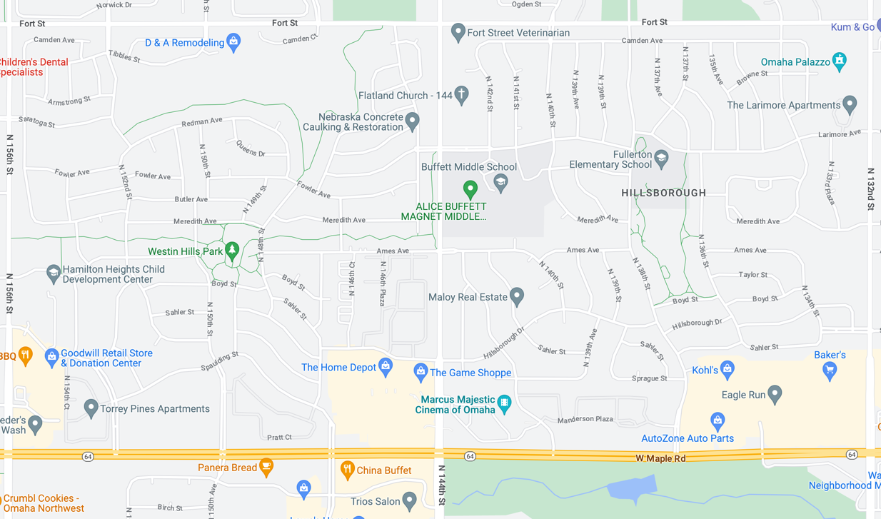 Map of West Omaha, NE